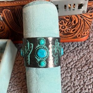 Bronze Cactus Turquoise Cuff